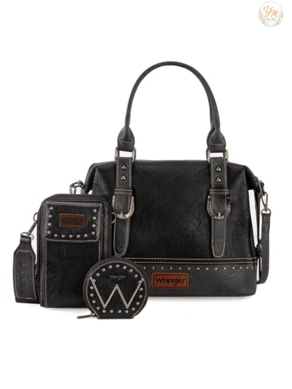 Montana West Wrangler Doctor Bag Set 3Pcs Vegan Leather Top-Handle Satchel with